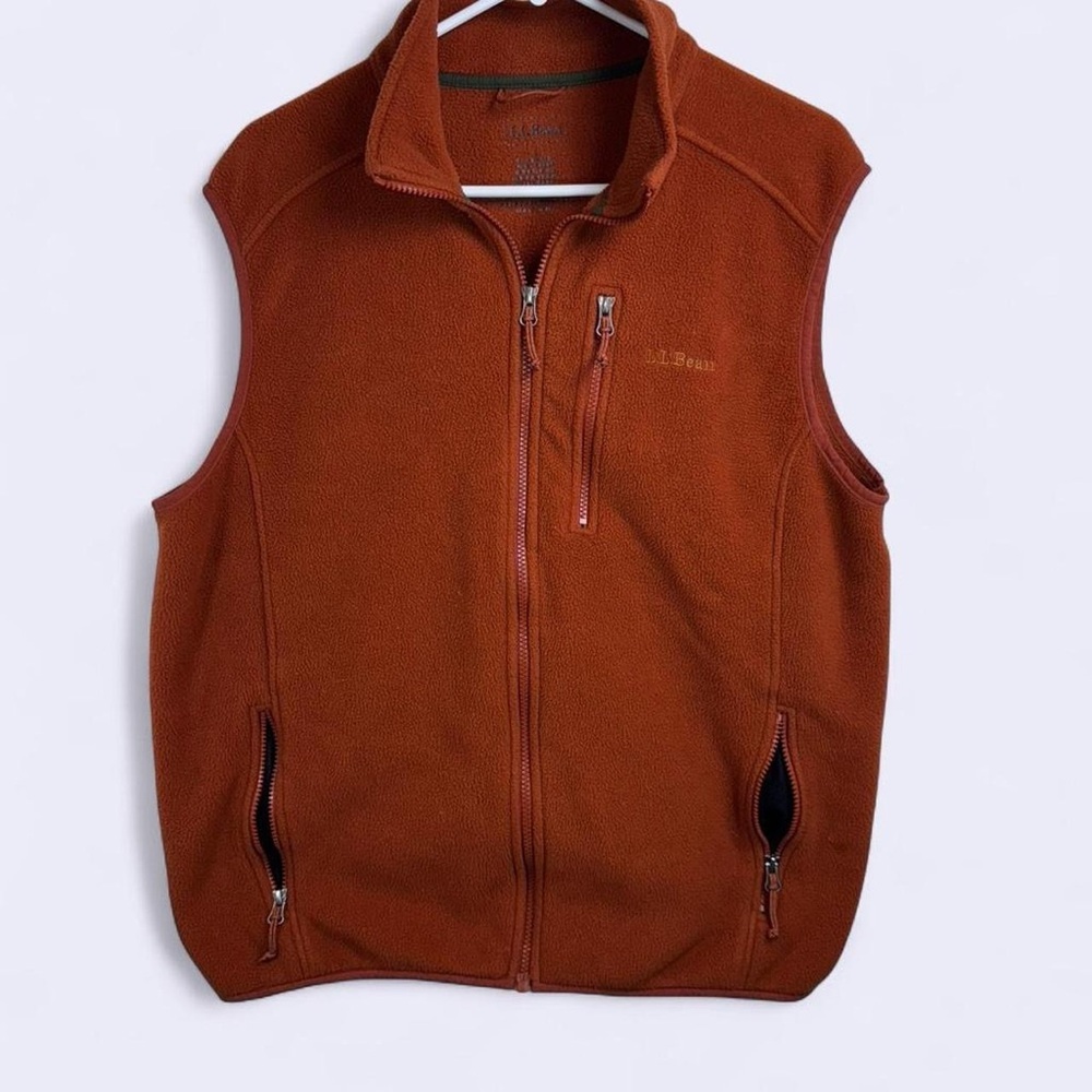 L.L. Bean Rust Orange Fleece Vest Men’s Large
